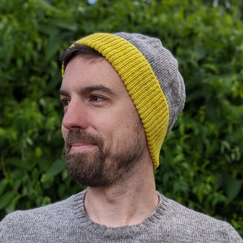 Beanie - Weld Yellow and Grey — Ria Burns Knitwear
